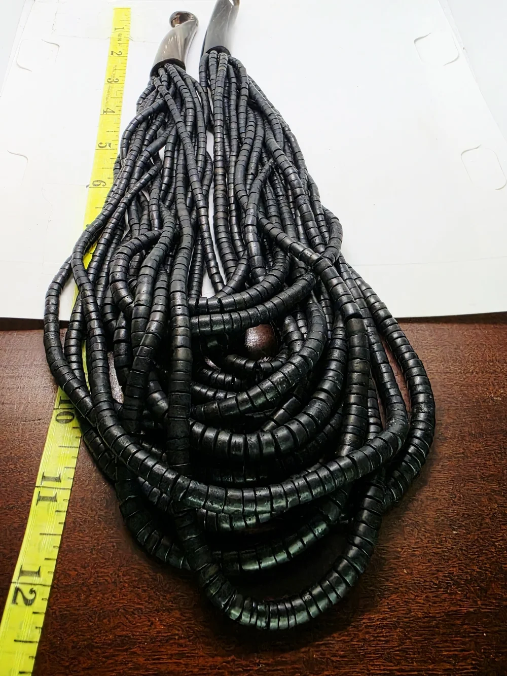 Vtg Runway Monies Gerda Lynggaard Moonies Coconut horn 17 strands necklace huge